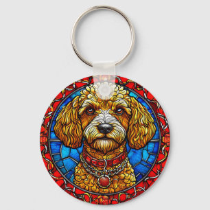 Chaveiro Retrato de Cachorro em Vidro Colorido