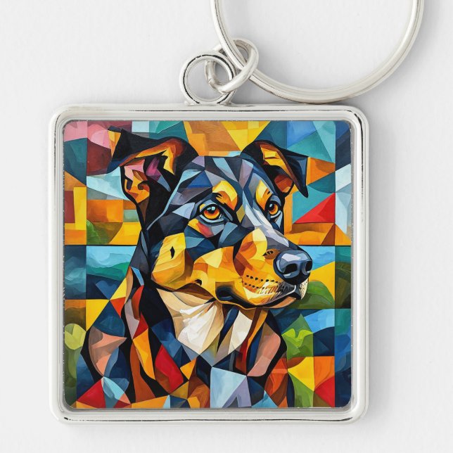 Chaveiro Retrato de cachorro fofo (Frente)