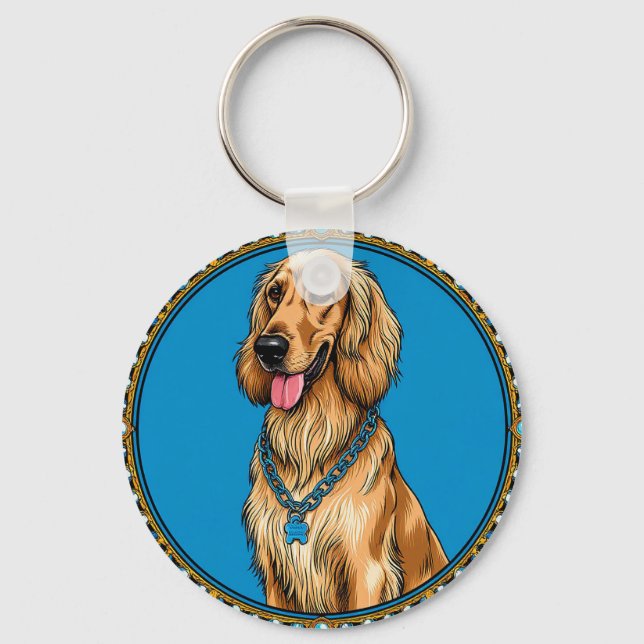 Chaveiro Retrato de Cachorro no Quadro do Ornamentado (Frente)