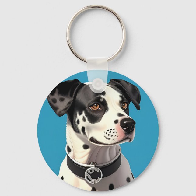 Chaveiro Retrato de Cão Dalmata (Frente)