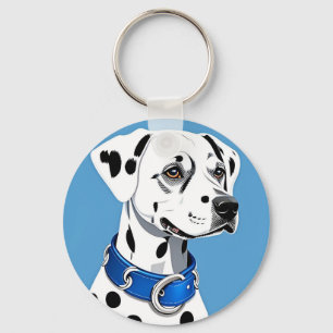 Chaveiro Retrato de Cão Dalmata com Coleira Azul