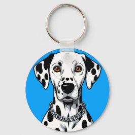 Chaveiro Retrato de Cão Dalmata com Fundo Vibrante