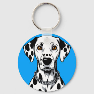 Chaveiro Retrato de Cão Dalmata com Fundo Vibrante