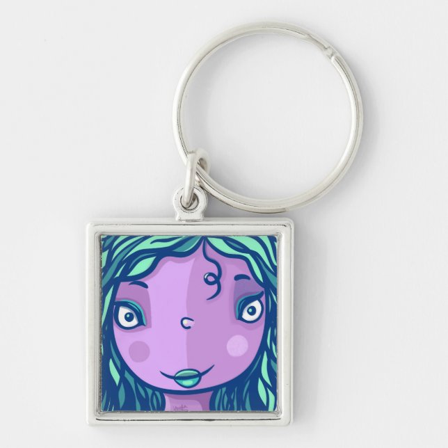 Chaveiro Retrato de Caráter Rapariga Roxo (Frente)