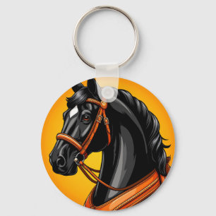 Chaveiro Retrato de Cavalo Preto Elegante