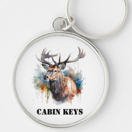 Chaveiro Retrato de Elk Maiúsculo de Aquarela, personalizad