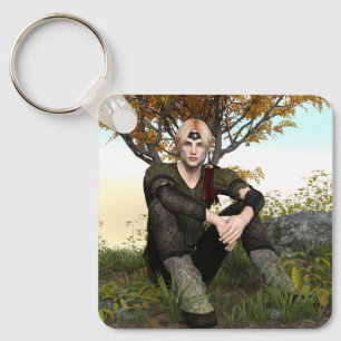Chaveiro Retrato de Fantasia do Príncipe da Floresta Mediev