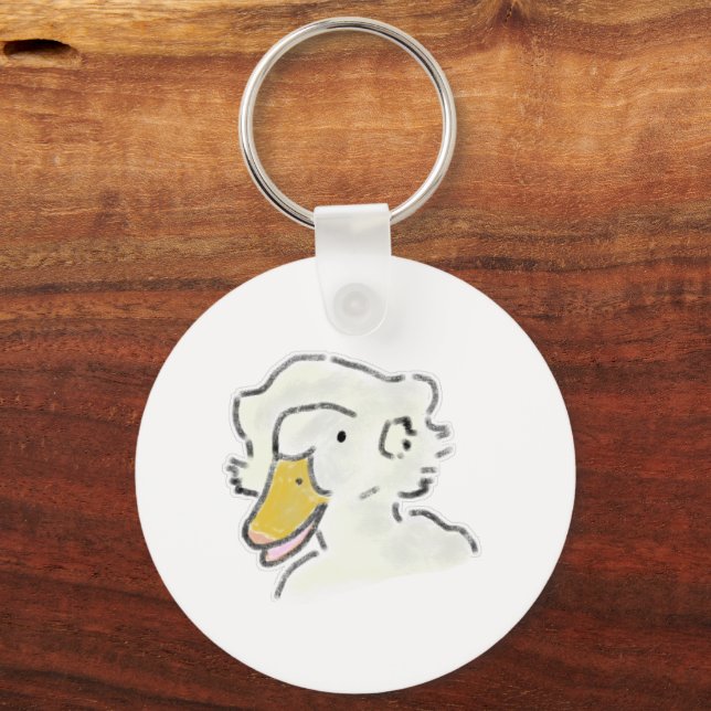 Chaveiro Retrato de Ganso Branco com Bico Amarelo Desenho (Frente)