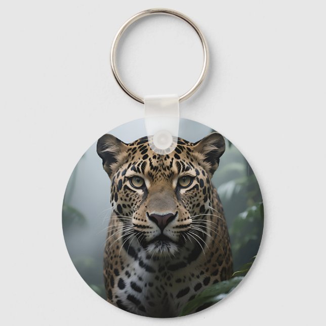 Chaveiro Retrato de Jaguar na Selva (Frente)