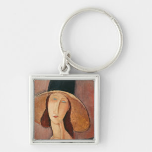 Chaveiro Retrato de Jeanne Hebuterne em um chapéu grande