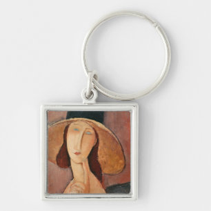 Chaveiro Retrato de Jeanne Hebuterne em um chapéu grande