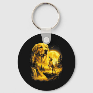 Chaveiro Retrato de Labrador Retriever Amarelo Uivando para