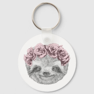 Chaveiro Retrato De Lama  Fios De Cabeça Floral