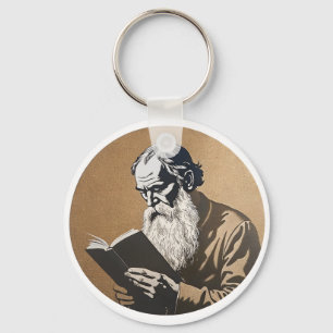 Chaveiro Retrato de Leo Tolstoy - Ilustração Dourada
