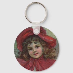 Chaveiro Retrato de menina com chapéu vermelho infantil vit