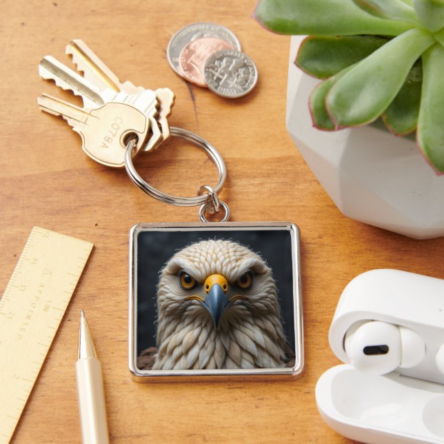 Chaveiro Retrato de Pássaro Sentido (Mesa)