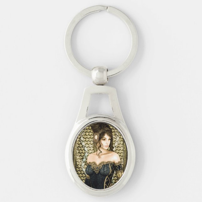 Chaveiro Retrato de Princesa de Conto de Fadas Encantado (Frente)