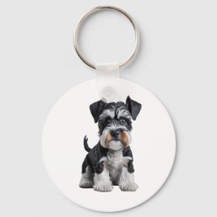 Chaveiro Retrato de Puppy Schnauzer Miniatura HD Adorável -