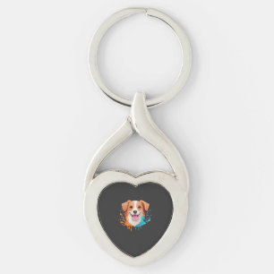 Chaveiro Retrato de um cachorro fofo com cores fluidas ping