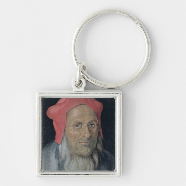 Chaveiro Retrato de um homem farpado em Red Hat, 1520 (óleo (Frente)