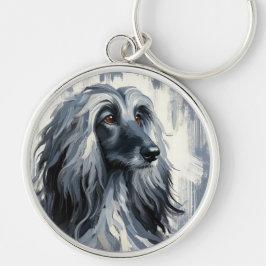 Chaveiro Retrato do Afghan Hound Cinza