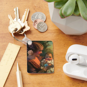 Chaveiro Retrato do Dia de as mães Vintage, mãe e bebê