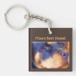 Chaveiro Retrato Editável de Rottweiler Lindo Cachorro Anim