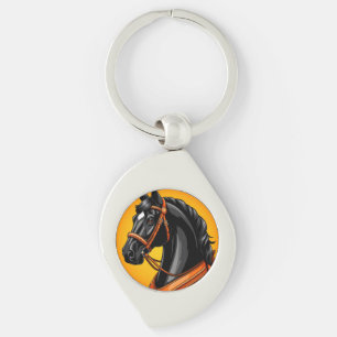 Chaveiro Retrato Elegante de Cavalo Negro