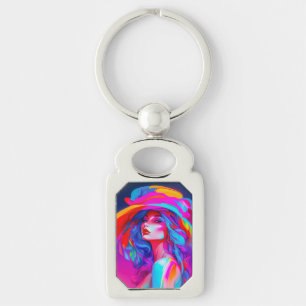 Chaveiro Retrato Neon Pop Art