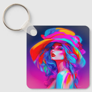 Chaveiro Retrato Neon Pop Art