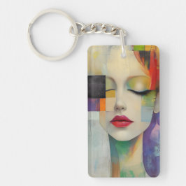 Chaveiro Retrato no Surrealismo do Bloco de Cor