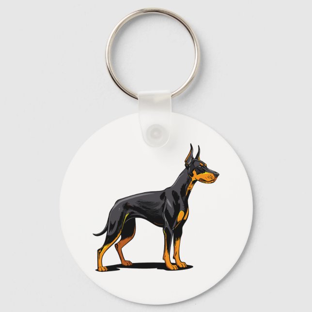 Chaveiro Retratos de um cão Doberman cabeça vista frontal (Frente)