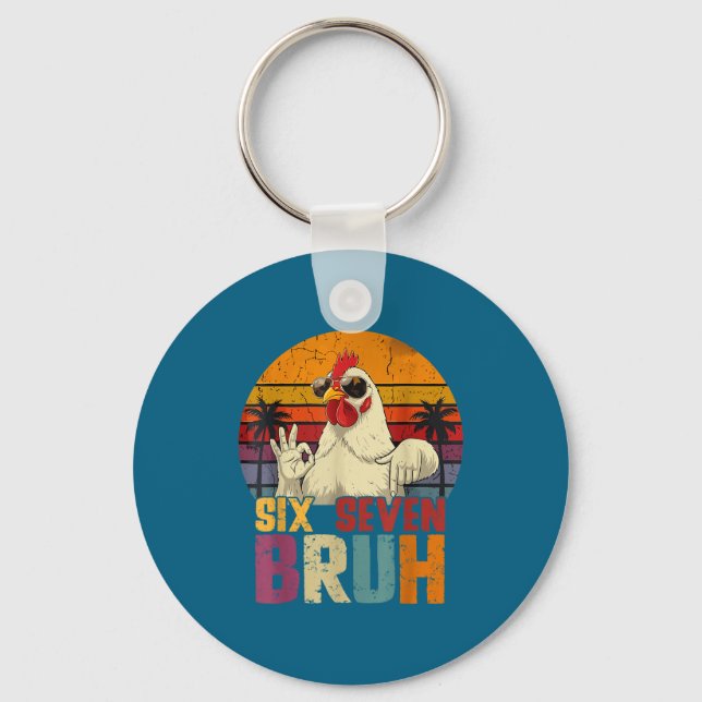 Chaveiro Retro 67 Seis Sete Bruh Engraçado Frango Com Óculo (Frente)
