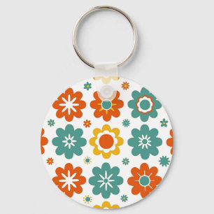 Chaveiro Retro 70s Geométrico Flor do Poder Boho