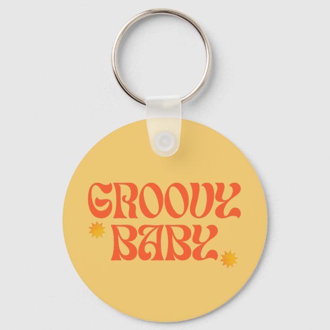 Chaveiro Retro 70s Mostarda Laranja Hippie Groovy Baby (Frente)