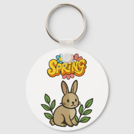 Chaveiro Retro 70s Spring Bunny Graphic Design