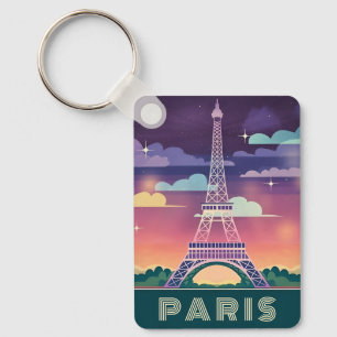 Chaveiro Retro 80s Neon Synthwave Eiffel Tower Paris França
