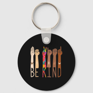 Chaveiro Retro Be Kind Sinal Language ASL Quebra-cabeça Aut