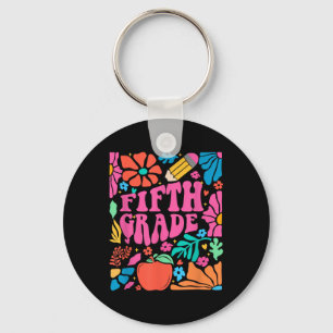 Chaveiro Retro Boho Floral Professor do 5º Ano Primeiro Dia