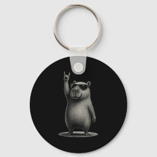 Chaveiro Retro Capybara Rock Music Gift Men Crianças Mulher