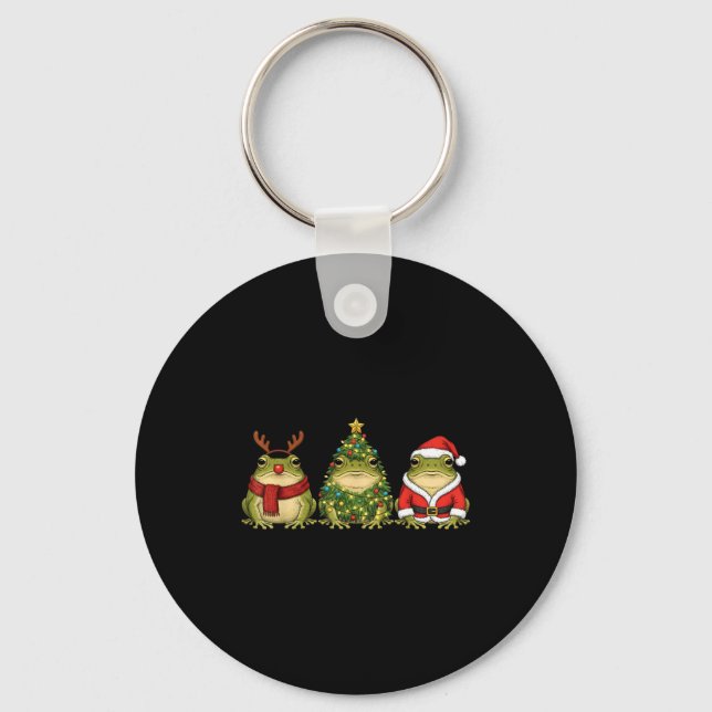 Chaveiro Retro Christmas Desert Rain Frog Santa Reindeer  (Frente)