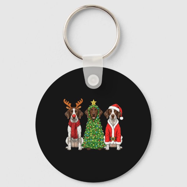 Chaveiro Retro Christmas German Shorthaired Inter Santa Rei (Frente)