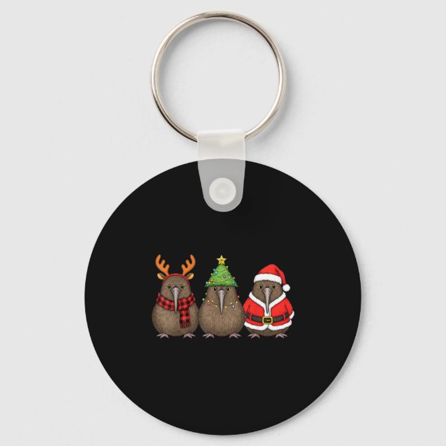 Chaveiro Retro Christmas Kiwi Bird Santa Reindeer  (Frente)