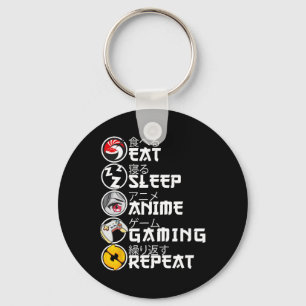 Chaveiro Retro Comer Dormir Anime Jogos Repetir Kawaii Anim