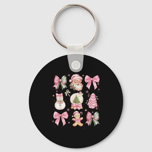 Chaveiro Retro Coquette Bow Nk Christmas Tree Snowman Xmas  (Frente)