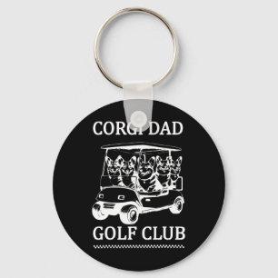 Chaveiro Retro Corgi Pai Taco de Golfe Cachorro Fofo Golfe