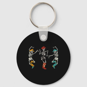 Chaveiro Retro Cowboy Skeleton Cowgirl Dançando Boots Hallo