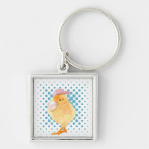 Chaveiro Retro Cuto Viba Pintinho Soprando Bubblegum Branco