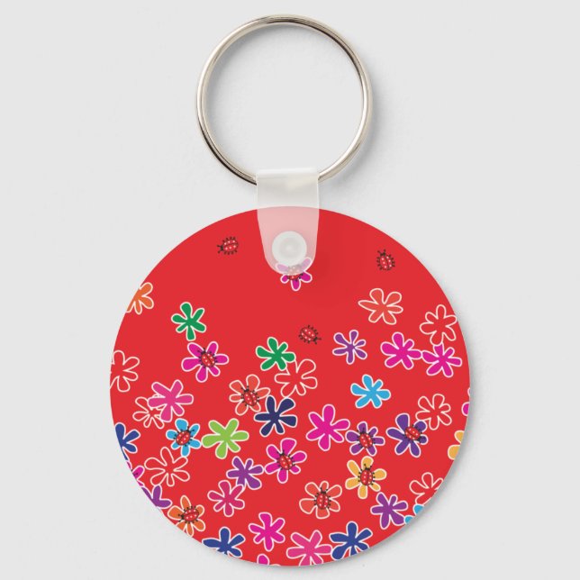 Chaveiro Retro Damybugs e flores (Frente)