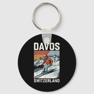 Chaveiro Retro Davos Suiça Ski Resort, Esqui alpino
